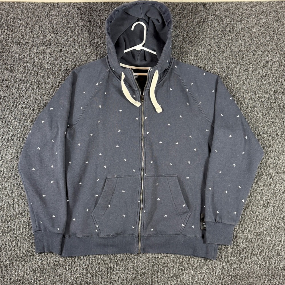 G-Star Raw Mens XXL Navy Blue All Over Print Full Zip Fleece Hoodie Sweatshirt